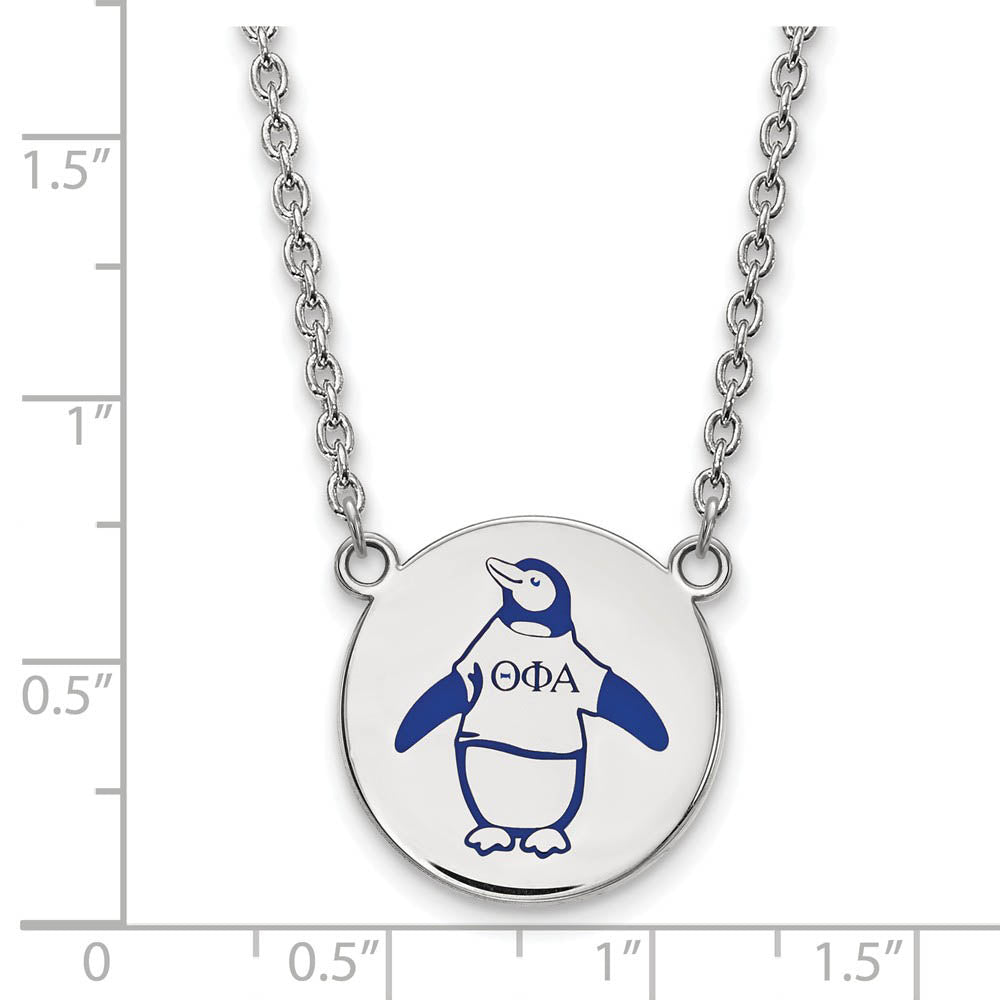 Alternate view of the Sterling Silver Theta Phi Alpha Large Enamel Necklace by The Black Bow Jewelry Co.