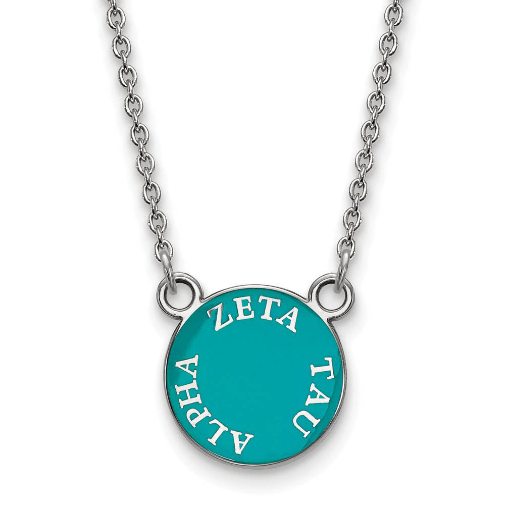 Sterling Silver Zeta Tau Alpha Small Enamel Disc Necklace, Item N15021 by The Black Bow Jewelry Co.