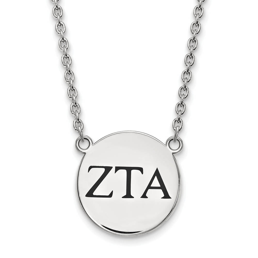 Sterling Silver Zeta Tau Alpha Large Enamel Greek Letters Necklace, Item N15026 by The Black Bow Jewelry Co.