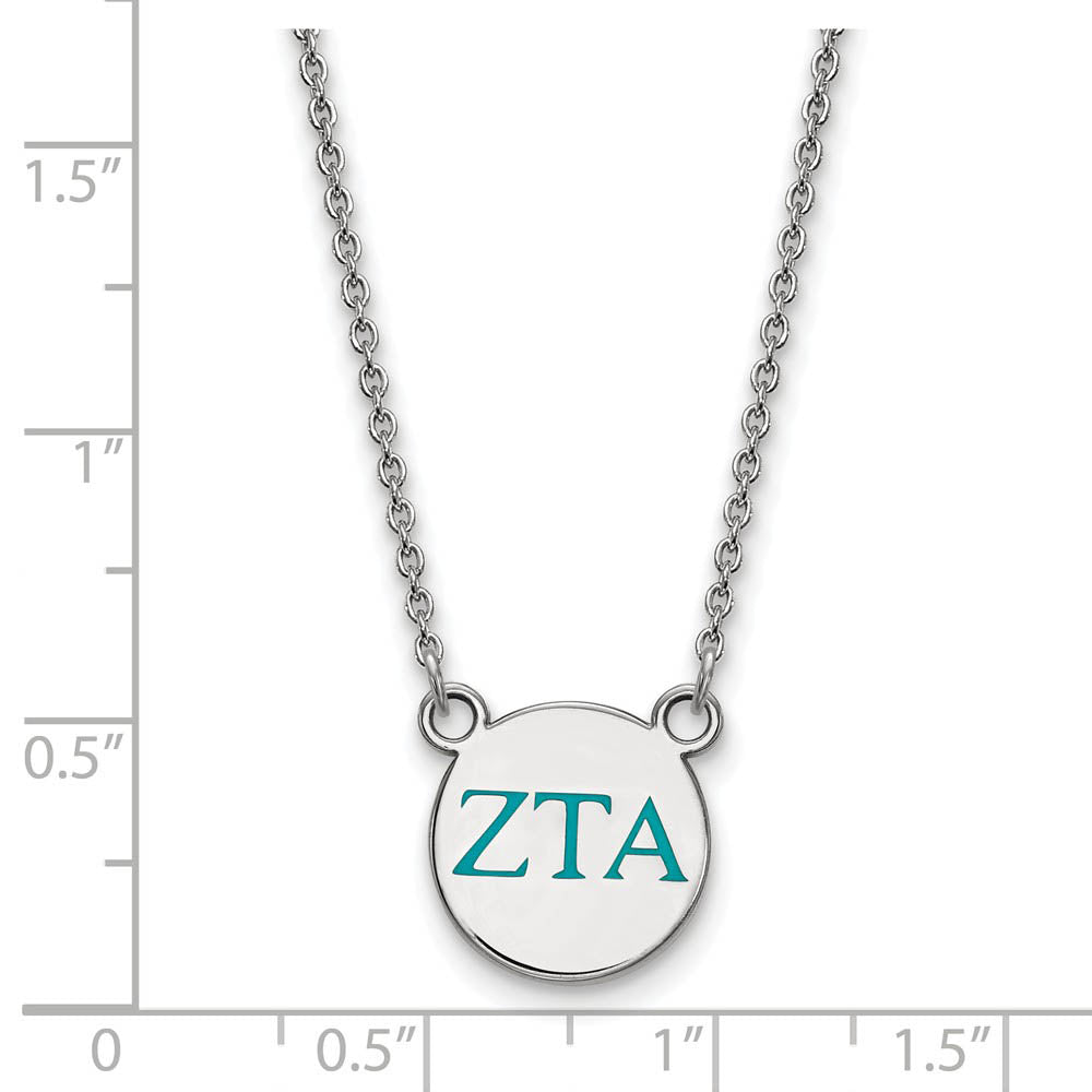 Alternate view of the Sterling Silver Zeta Tau Alpha Small Turqouise Enamel Greek Necklace by The Black Bow Jewelry Co.