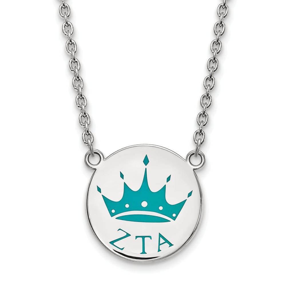 Sterling Silver Zeta Tau Alpha Enamel Necklace, Item N15034 by The Black Bow Jewelry Co.