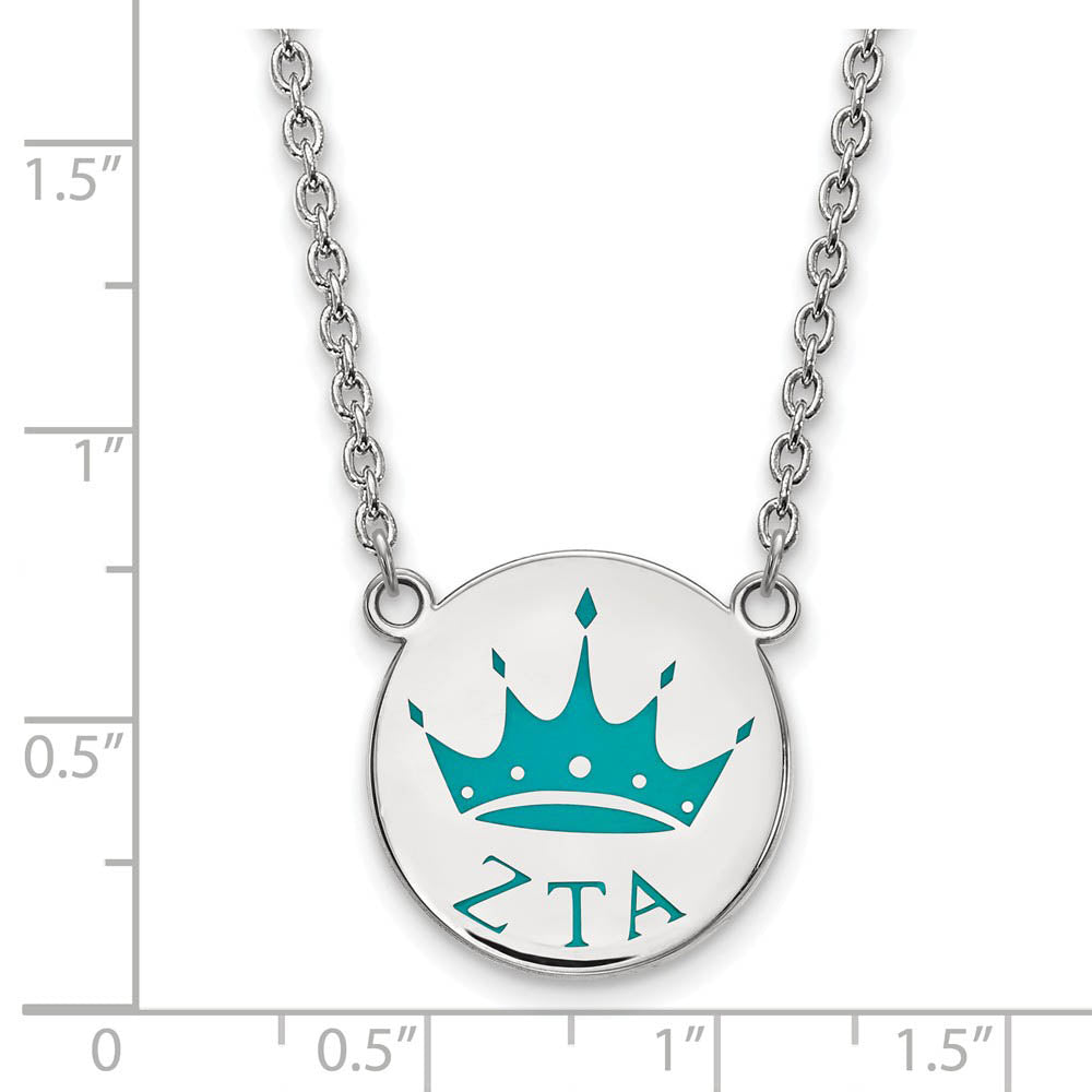 Alternate view of the Sterling Silver Zeta Tau Alpha Enamel Necklace by The Black Bow Jewelry Co.