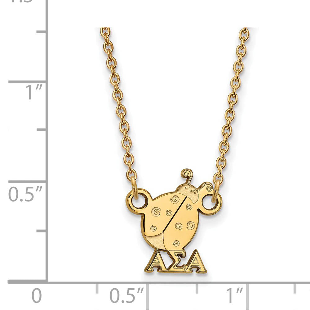 Alternate view of the 14K Plated Silver Alpha Sigma Alpha XS (Tiny) Necklace by The Black Bow Jewelry Co.