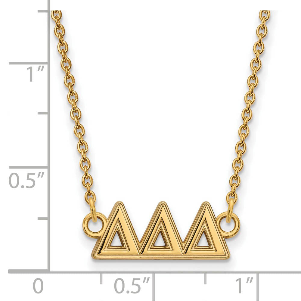 Alternate view of the 14K Plated Silver Delta Delta Delta Medium Necklace by The Black Bow Jewelry Co.