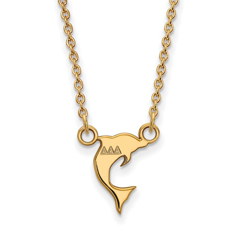 14K Plated Silver Delta Delta Delta XS (Tiny) Necklace, Item N15055 by The Black Bow Jewelry Co.