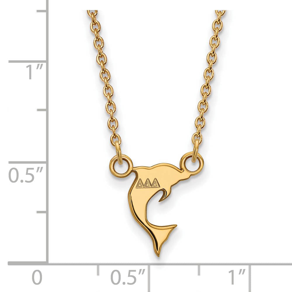 Alternate view of the 14K Plated Silver Delta Delta Delta XS (Tiny) Necklace by The Black Bow Jewelry Co.