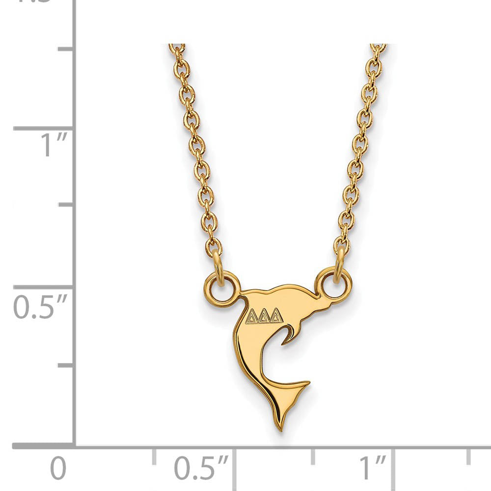 Alternate view of the 14K Plated Silver Delta Delta Delta XS (Tiny) Necklace by The Black Bow Jewelry Co.