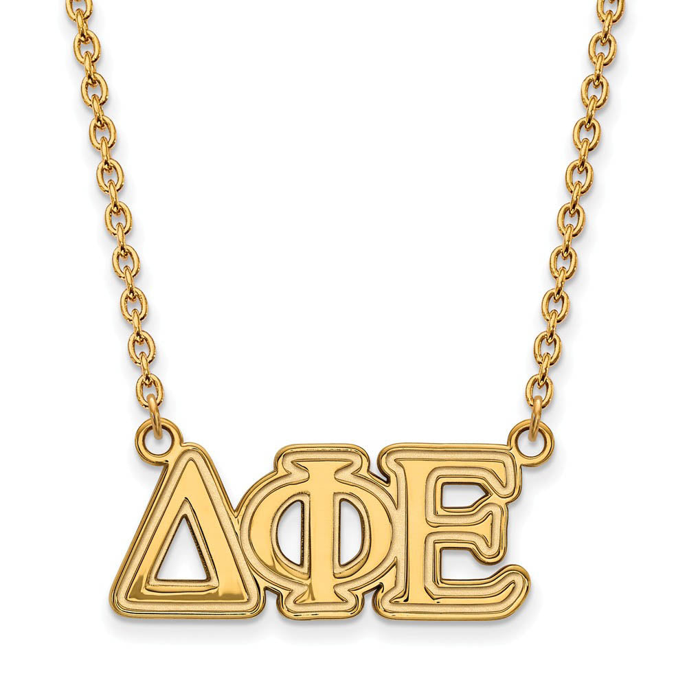 14K Plated Silver Delta Phi Epsilon Medium Necklace, Item N15059 by The Black Bow Jewelry Co.