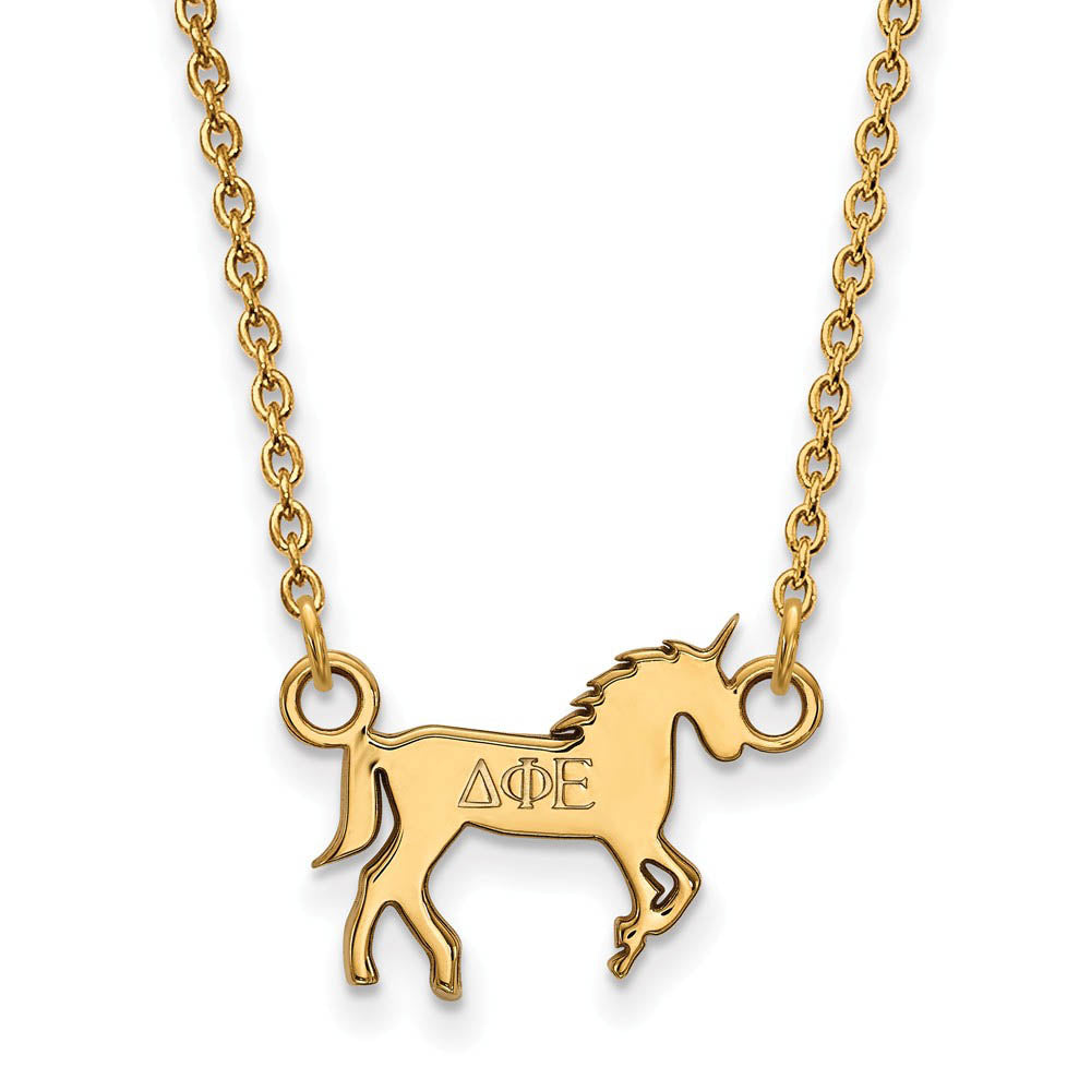 14K Plated Silver Delta Phi Epsilon XS (Tiny) Necklace, Item N15060 by The Black Bow Jewelry Co.