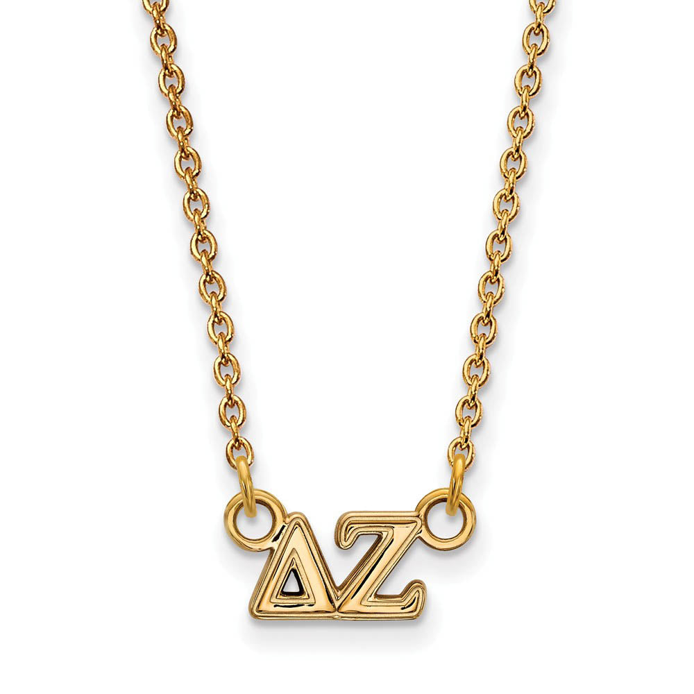 14K Plated Silver Delta Zeta XS (Tiny) Greek Letters Necklace, Item N15061 by The Black Bow Jewelry Co.