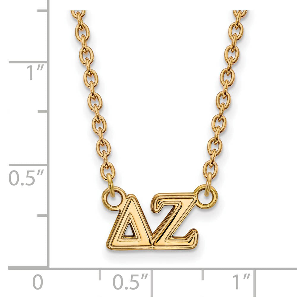 Alternate view of the 14K Plated Silver Delta Zeta Medium Necklace by The Black Bow Jewelry Co.