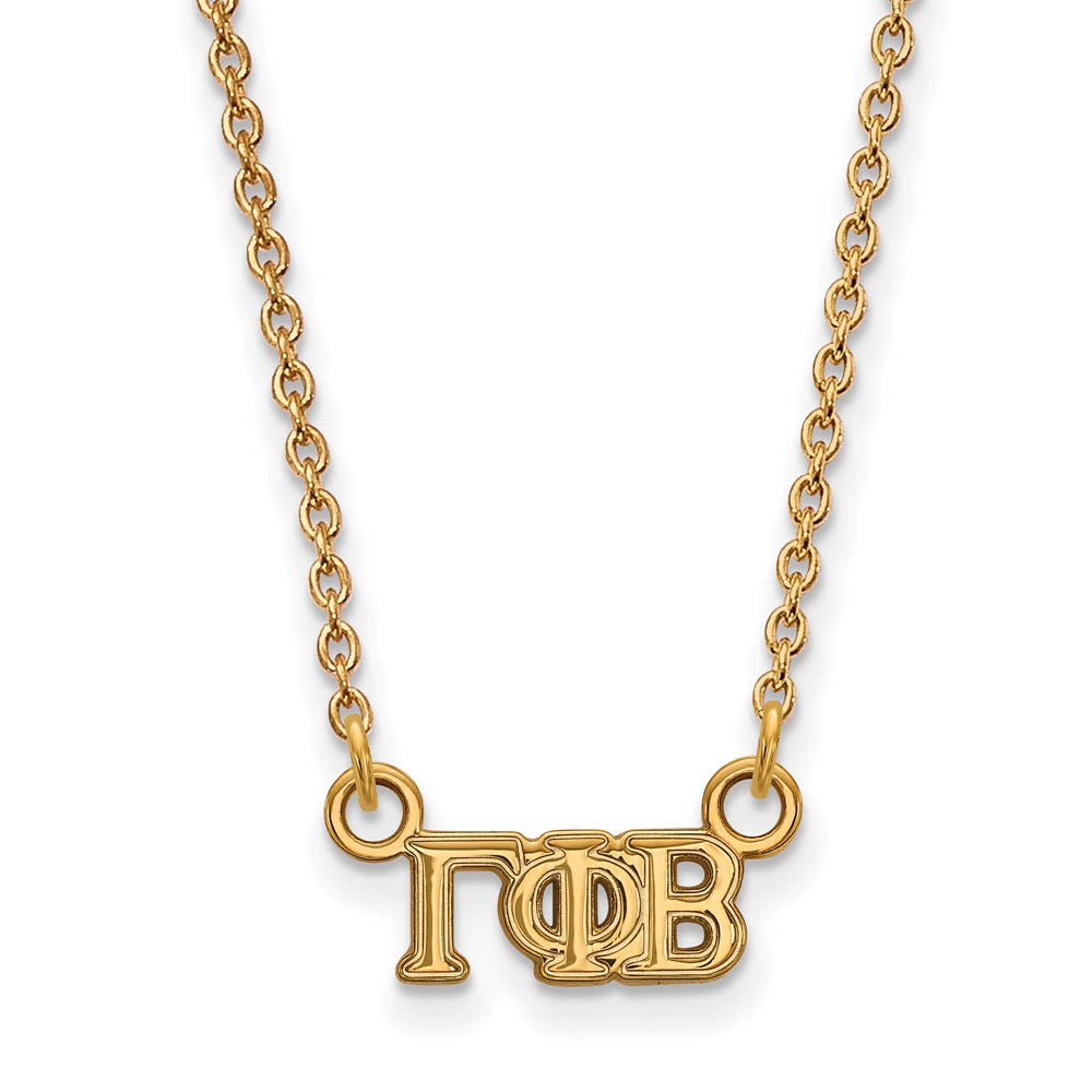 14K Plated Silver Gamma Phi Beta XS (Tiny) Greek Letters Necklace, Item N15063 by The Black Bow Jewelry Co.