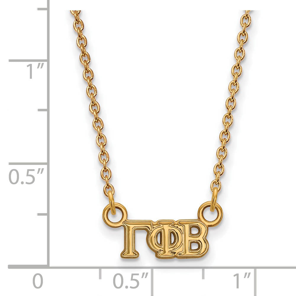 Alternate view of the 14K Plated Silver Gamma Phi Beta XS (Tiny) Greek Letters Necklace by The Black Bow Jewelry Co.