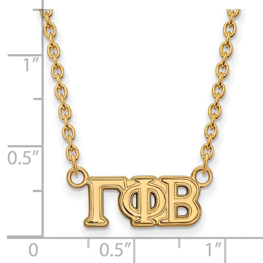 Alternate view of the 14K Plated Silver Gamma Phi Beta Small Necklace by The Black Bow Jewelry Co.