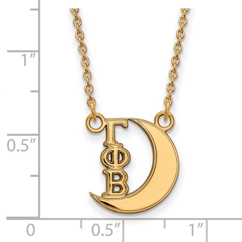 Alternate view of the 14K Plated Silver Gamma Phi Beta XS (Tiny) Necklace by The Black Bow Jewelry Co.