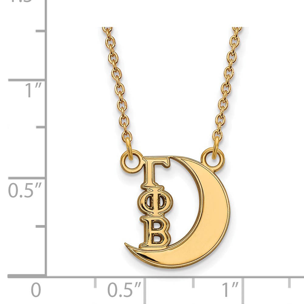 Alternate view of the 14K Plated Silver Gamma Phi Beta XS (Tiny) Necklace by The Black Bow Jewelry Co.