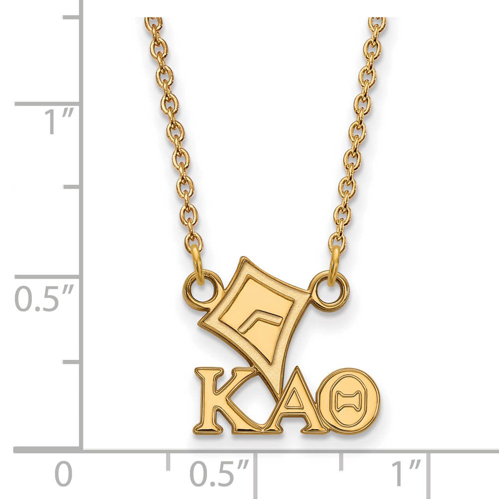 Alternate view of the 14K Plated Silver Kappa Alpha Theta XS (Tiny) Necklace by The Black Bow Jewelry Co.