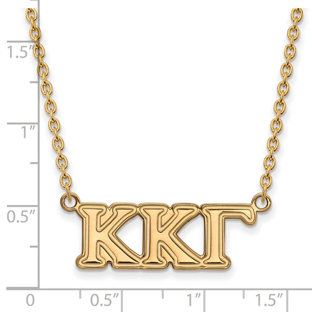 Alternate view of the 14K Plated Silver Kappa Kappa Gamma Medium Necklace by The Black Bow Jewelry Co.