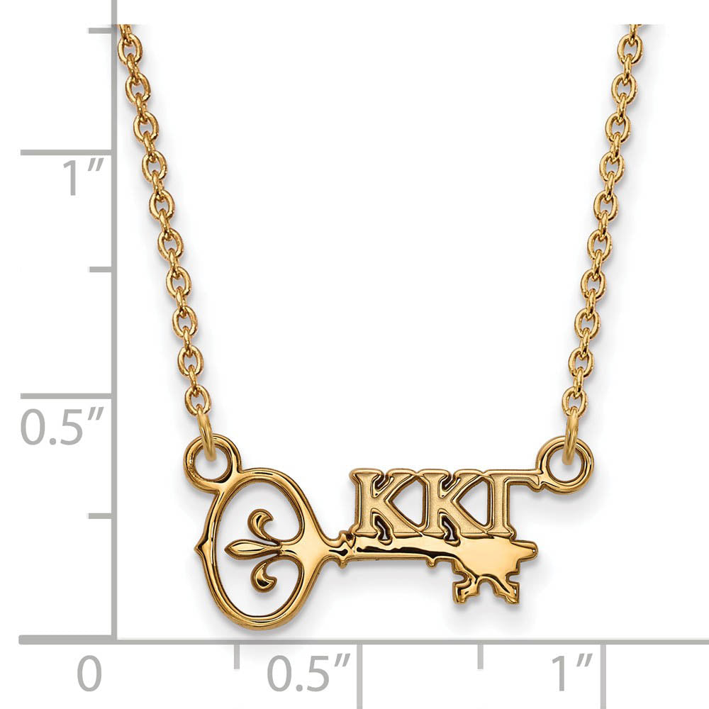 Alternate view of the 14K Plated Silver Kappa Kappa Gamma XS (Tiny) Necklace by The Black Bow Jewelry Co.