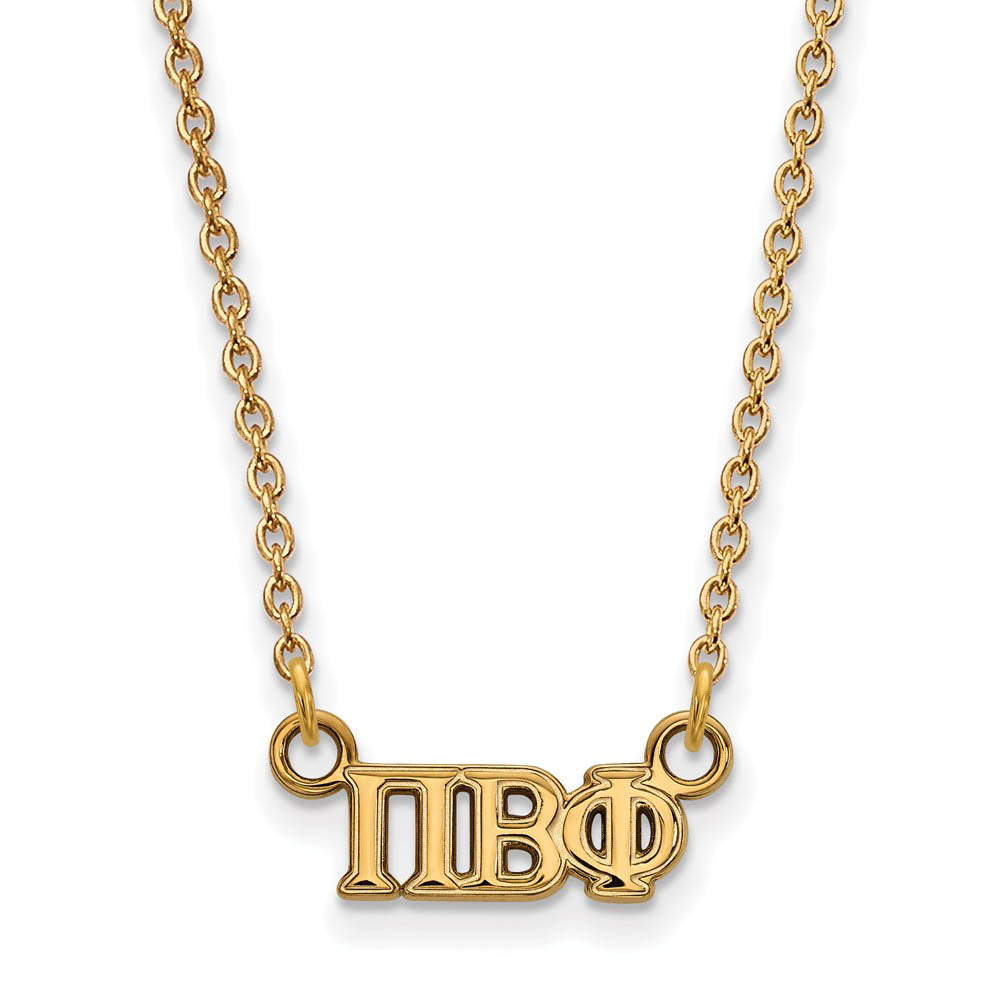 14K Plated Silver Pi Beta Phi XS (Tiny) Greek Letters Necklace, Item N15077 by The Black Bow Jewelry Co.