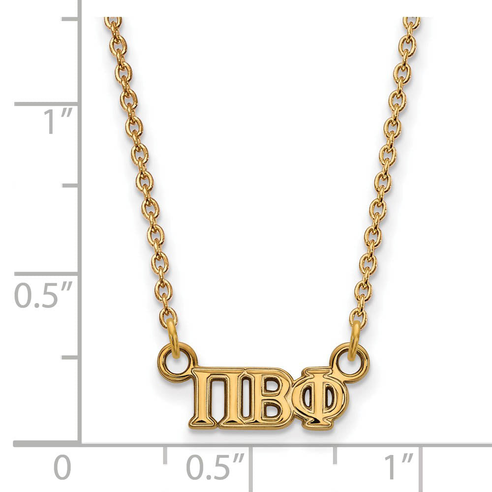 Alternate view of the 14K Plated Silver Pi Beta Phi XS (Tiny) Greek Letters Necklace by The Black Bow Jewelry Co.