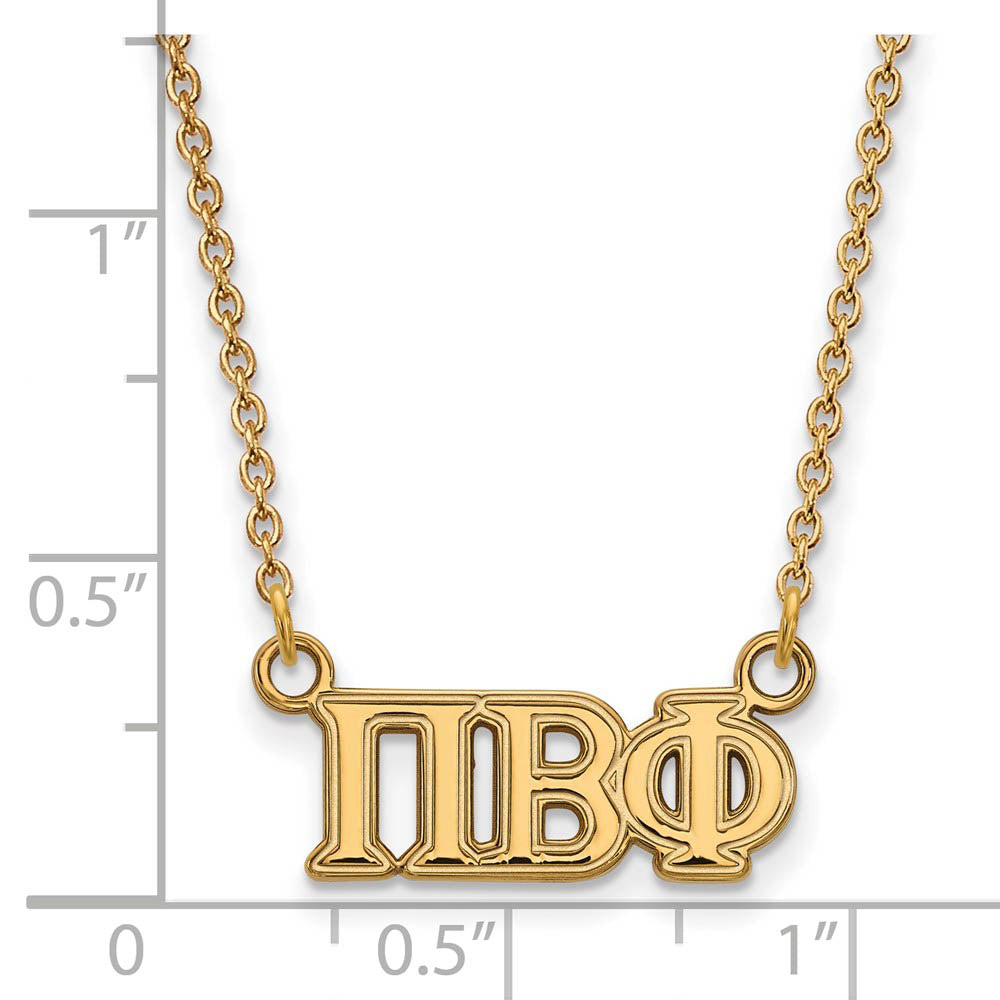 Alternate view of the 14K Plated Silver Pi Beta Phi Medium Necklace by The Black Bow Jewelry Co.