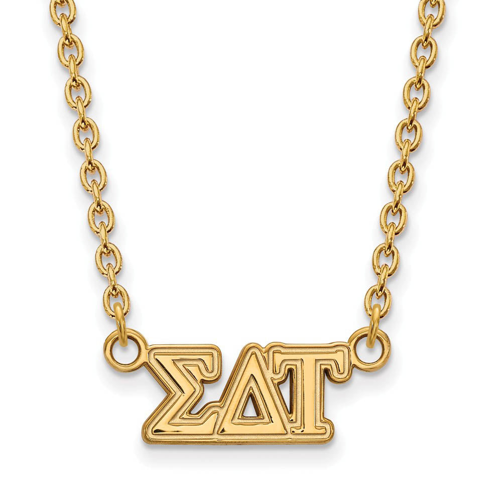 14K Plated Silver Sigma Delta Tau Medium Necklace, Item N15081 by The Black Bow Jewelry Co.