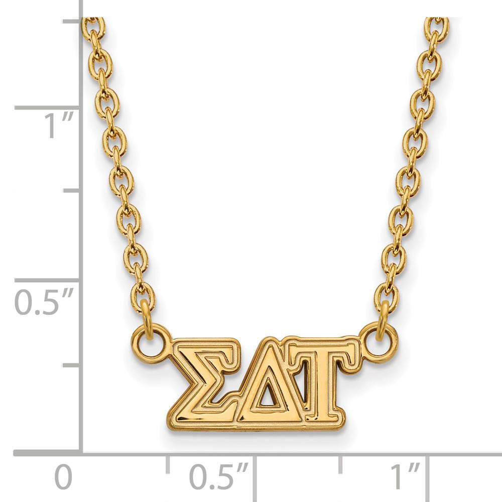 Alternate view of the 14K Plated Silver Sigma Delta Tau Medium Necklace by The Black Bow Jewelry Co.