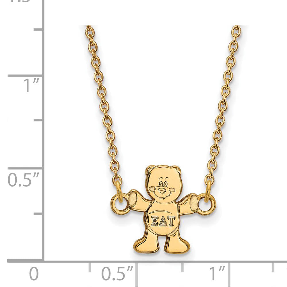 Alternate view of the 14K Plated Silver Sigma Delta Tau XS (Tiny) Necklace by The Black Bow Jewelry Co.