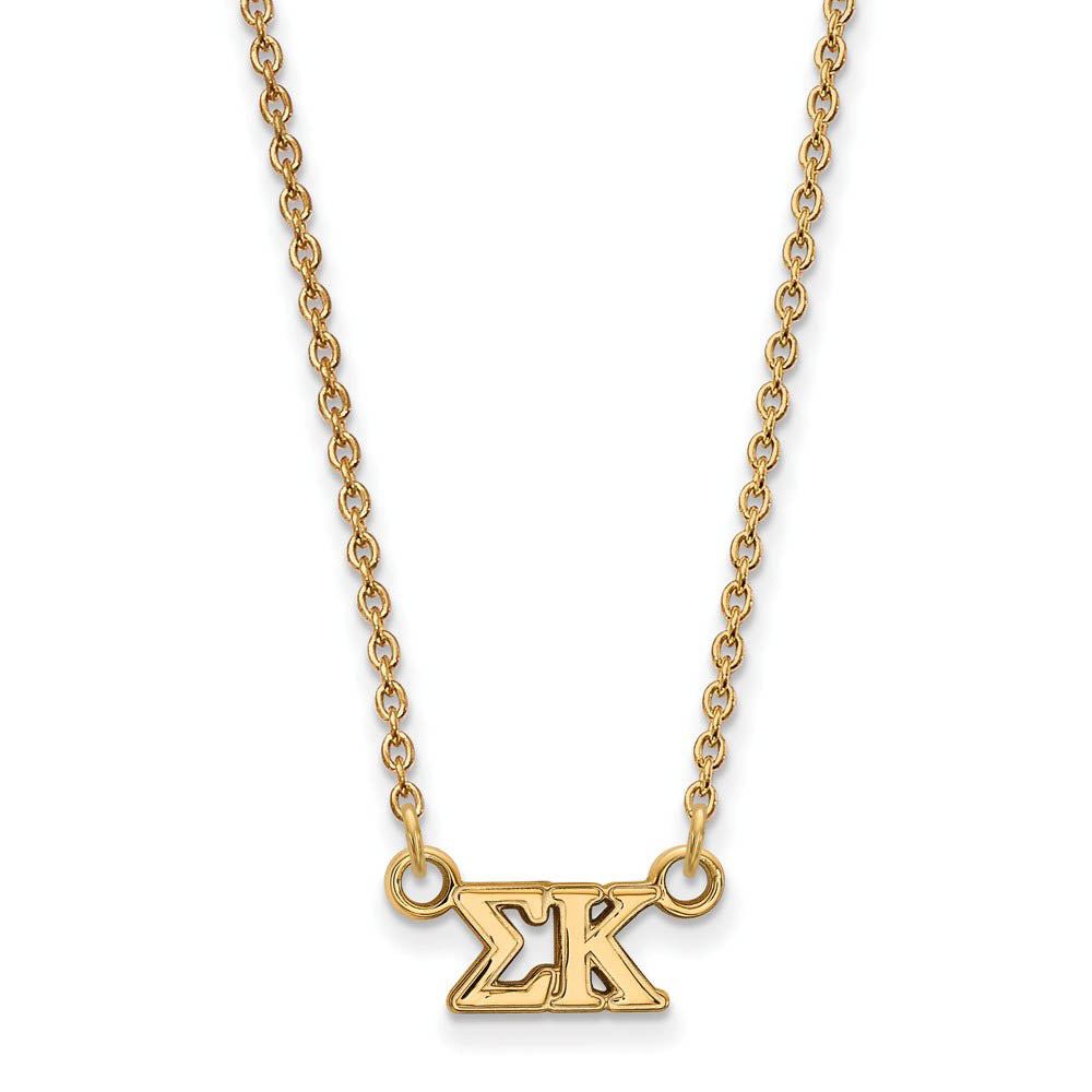 14K Plated Silver Sigma Kappa XS (Tiny) Greek Letters Necklace, Item N15083 by The Black Bow Jewelry Co.