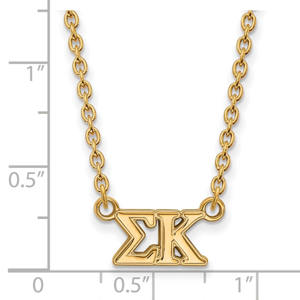 Alternate view of the 14K Plated Silver Sigma Kappa Medium Necklace by The Black Bow Jewelry Co.