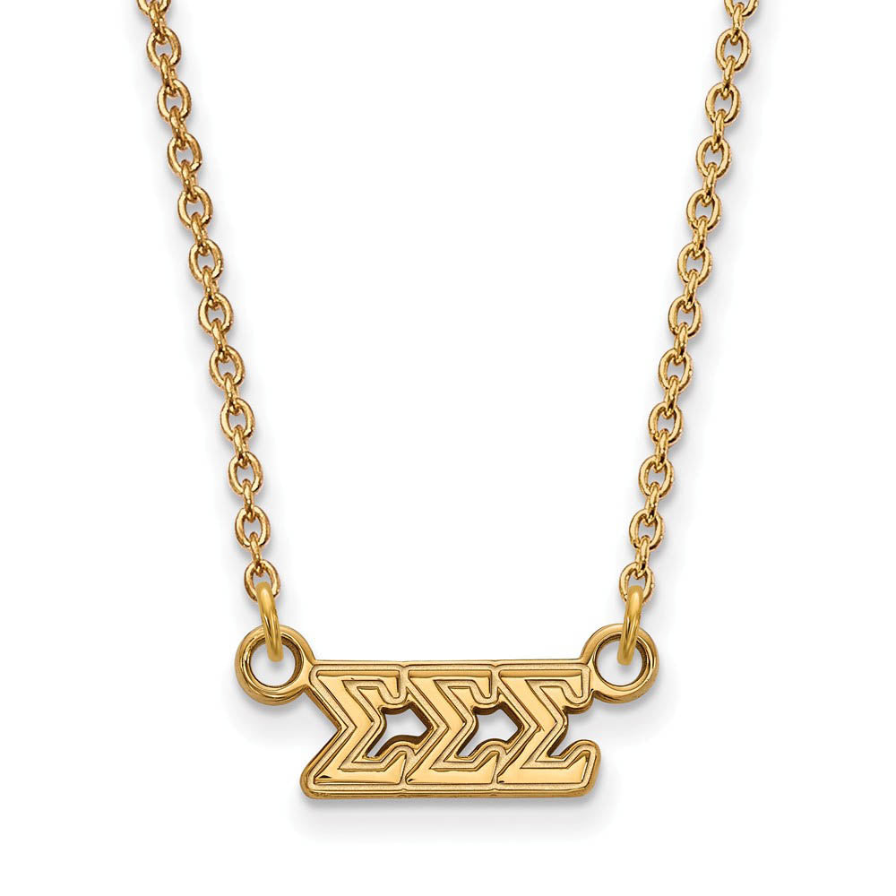 14K Plated Silver Sigma Sigma Sigma XS (Tiny) Greek Letters Necklace, Item N15085 by The Black Bow Jewelry Co.