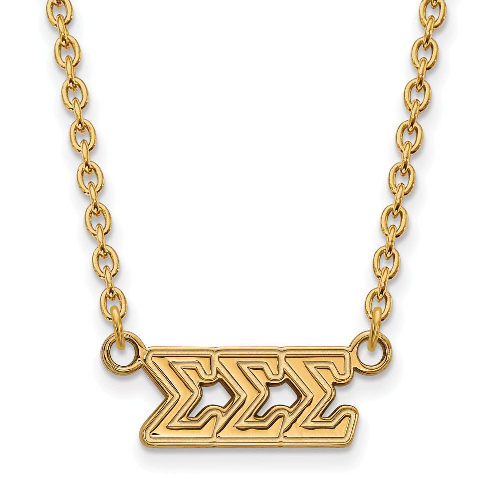 14K Plated Silver Sigma Sigma Sigma Medium Necklace, Item N15086 by The Black Bow Jewelry Co.