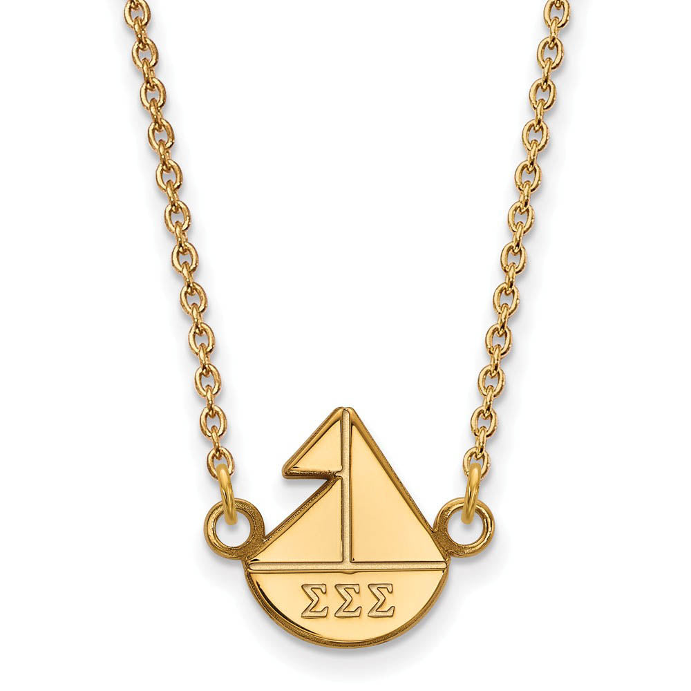 14K Plated Silver Sigma Sigma Sigma XS (Tiny) Necklace, Item N15087 by The Black Bow Jewelry Co.