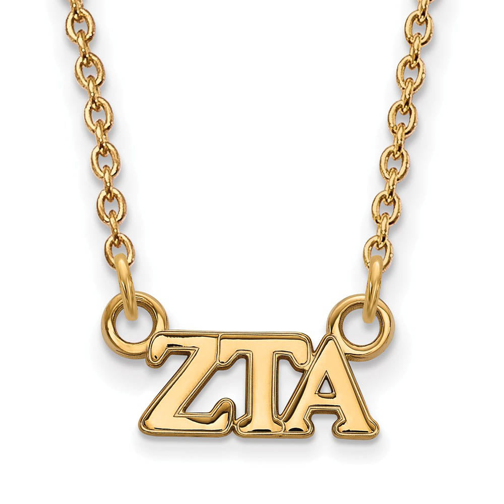 14K Plated Silver Zeta Tau Alpha XS (Tiny) Greek Letters Necklace, Item N15091 by The Black Bow Jewelry Co.