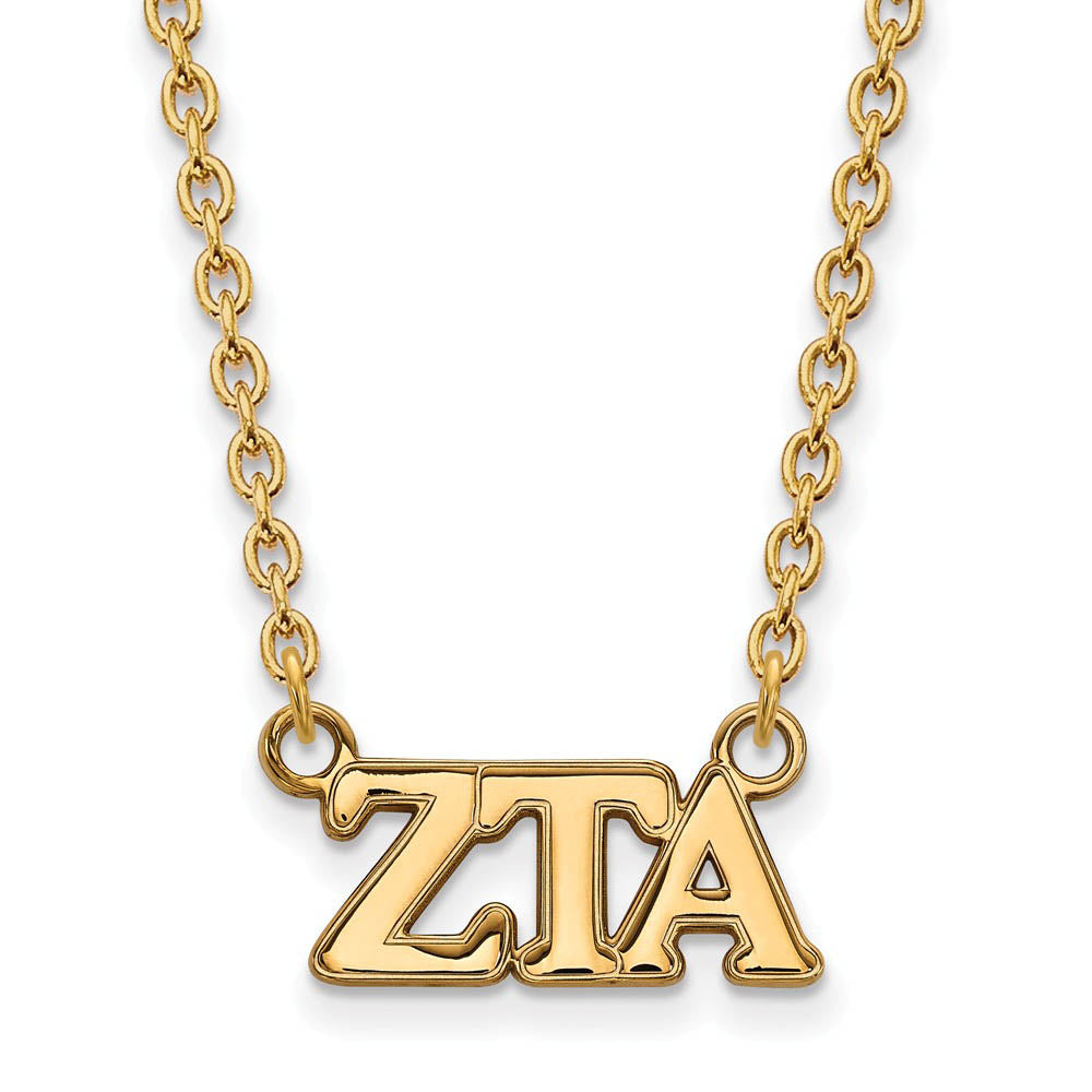 14K Plated Silver Zeta Tau Alpha Medium Necklace, Item N15092 by The Black Bow Jewelry Co.