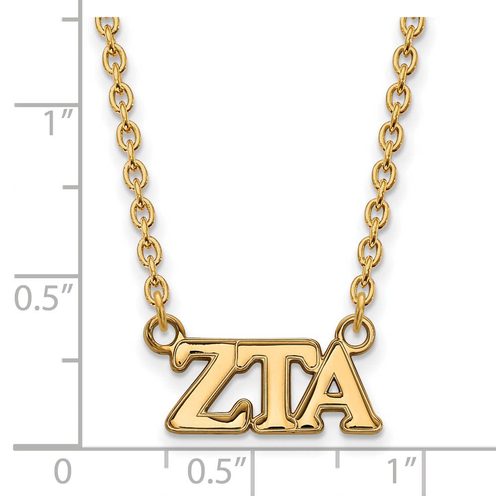 Alternate view of the 14K Plated Silver Zeta Tau Alpha Medium Necklace by The Black Bow Jewelry Co.