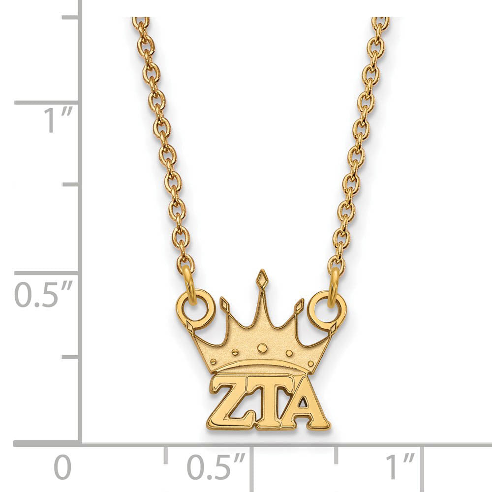 Alternate view of the 14K Plated Silver Zeta Tau Alpha XS (Tiny) Necklace by The Black Bow Jewelry Co.