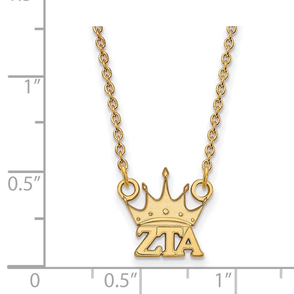 Alternate view of the 14K Plated Silver Zeta Tau Alpha XS (Tiny) Necklace by The Black Bow Jewelry Co.