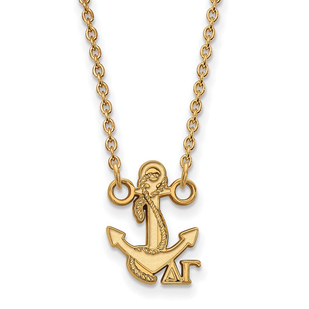 14K Plated Silver Delta Gamma XS (Tiny) Necklace, Item N15106 by The Black Bow Jewelry Co.