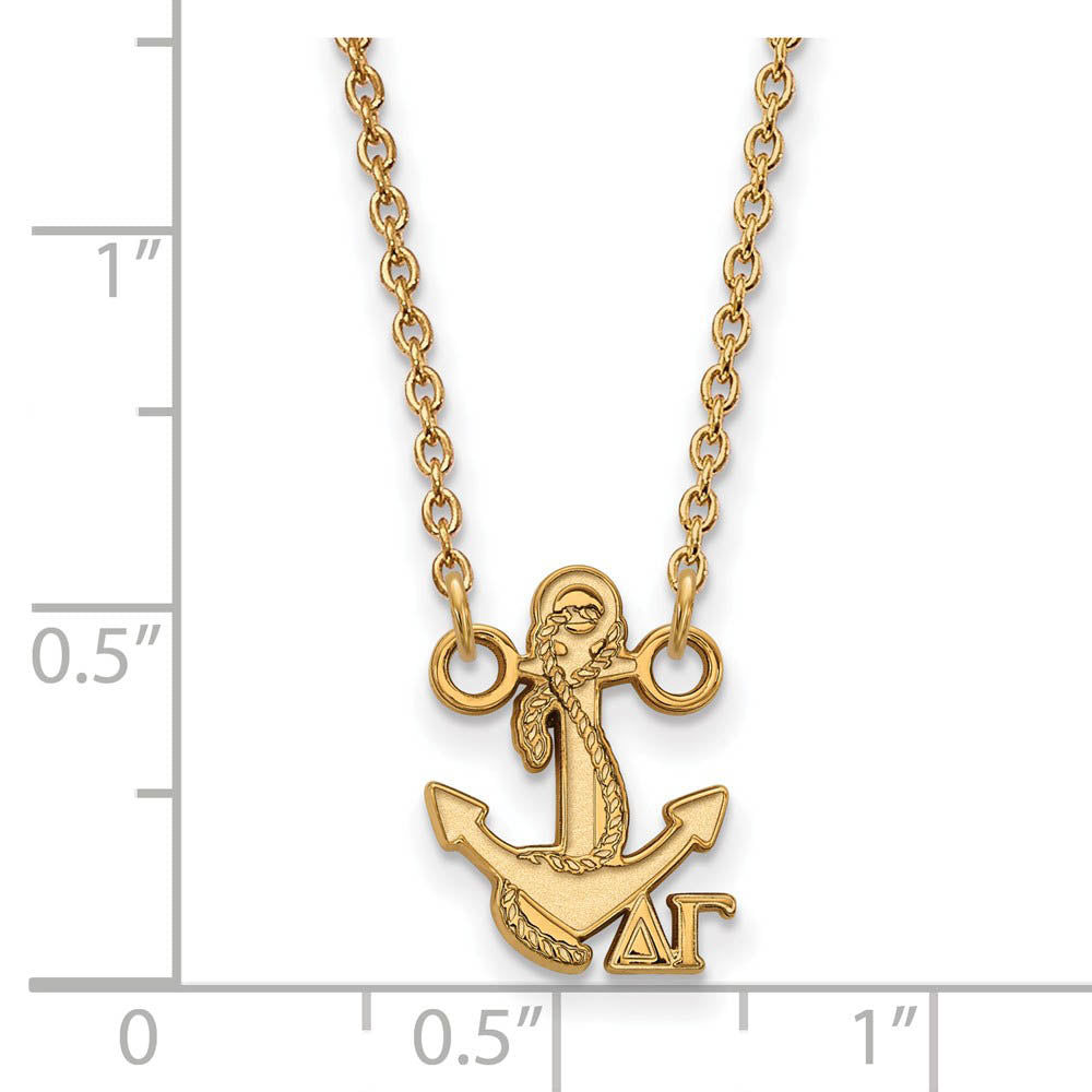Alternate view of the 14K Plated Silver Delta Gamma XS (Tiny) Necklace by The Black Bow Jewelry Co.