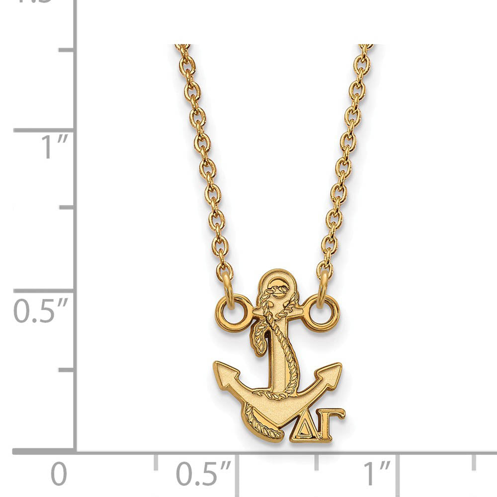 Alternate view of the 14K Plated Silver Delta Gamma XS (Tiny) Necklace by The Black Bow Jewelry Co.