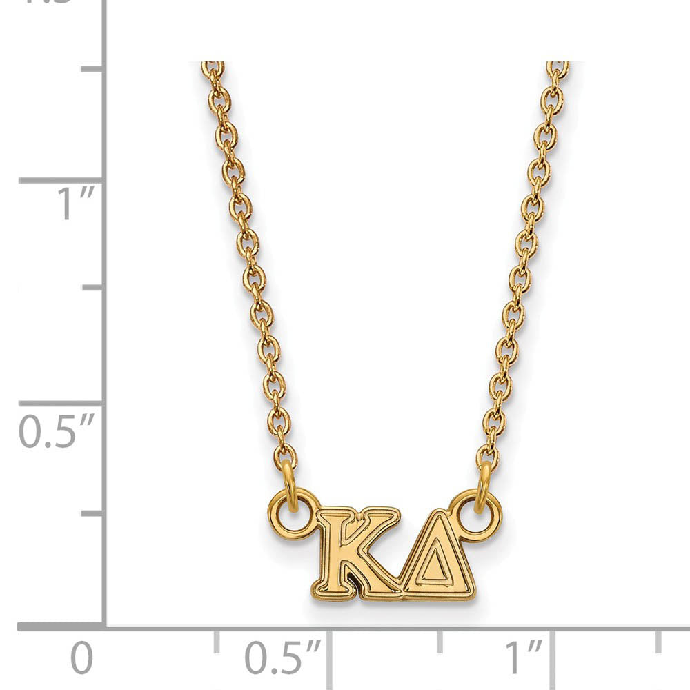 Alternate view of the 14K Plated Silver Kappa Delta XS (Tiny) Greek Letters Necklace by The Black Bow Jewelry Co.