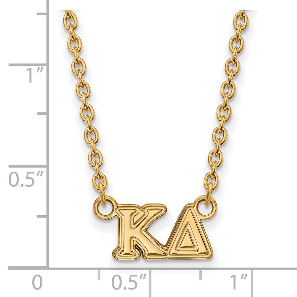 Alternate view of the 14K Plated Silver Kappa Delta Medium Necklace by The Black Bow Jewelry Co.
