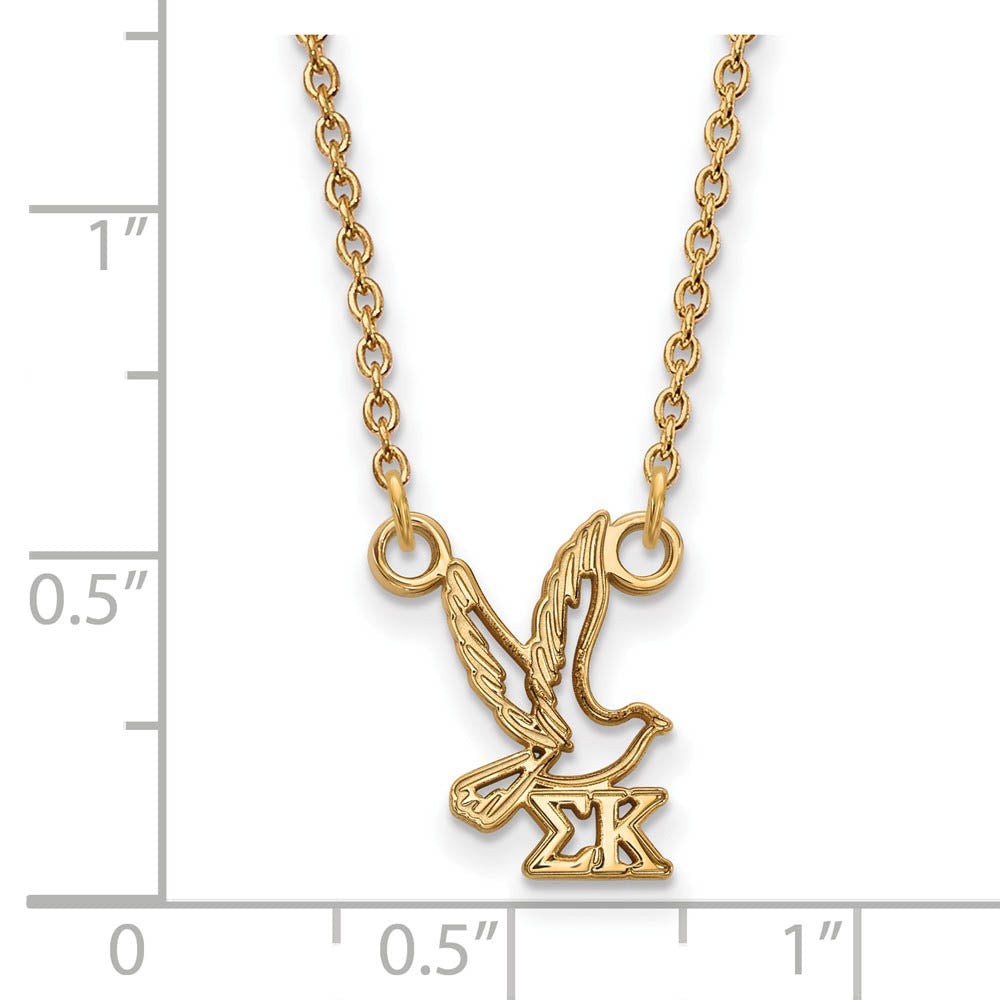 Alternate view of the 14K Plated Silver Sigma Kappa XS (Tiny) Necklace by The Black Bow Jewelry Co.