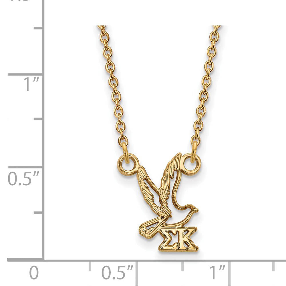Alternate view of the 14K Plated Silver Sigma Kappa XS (Tiny) Necklace by The Black Bow Jewelry Co.