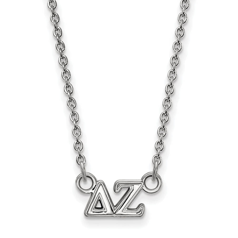 Sterling Silver Delta Zeta XS (Tiny) Greek Letters Necklace, Item N15113 by The Black Bow Jewelry Co.