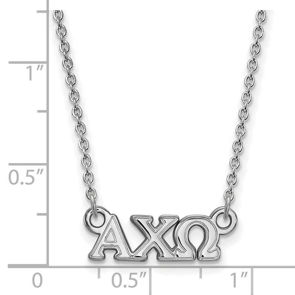 Alternate view of the Sterling Silver Alpha Chi Omega XS (Tiny) Necklace by The Black Bow Jewelry Co.