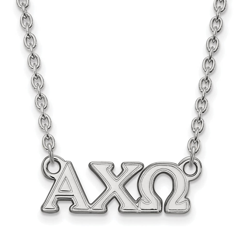 Sterling Silver Alpha Chi Omega Small Greek Letters Necklace, Item N15115 by The Black Bow Jewelry Co.