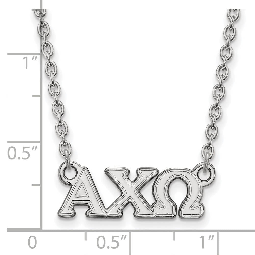 Alternate view of the Sterling Silver Alpha Chi Omega Small Greek Letters Necklace by The Black Bow Jewelry Co.